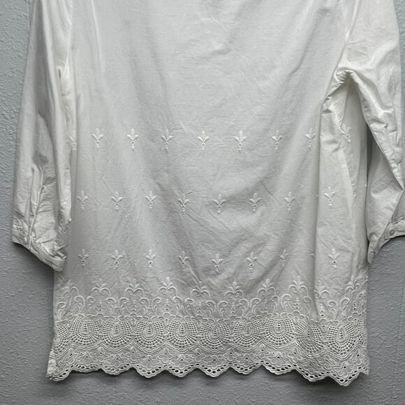 FDJ Women's Garden Core Peasant Coastal Embroidered Crochet Vacation Top Size 4 - Picture 8 of 14